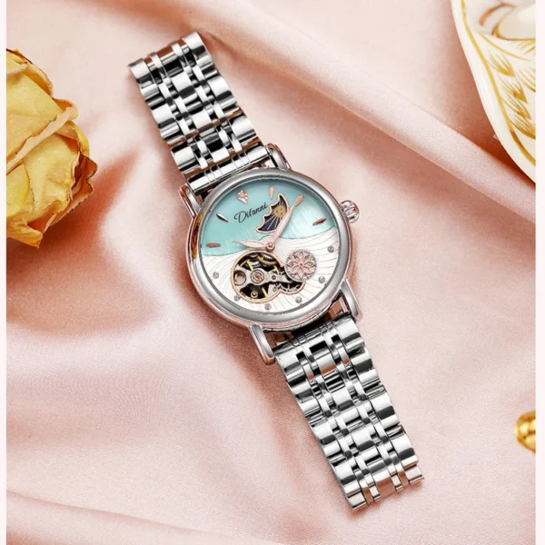 Top Brand Luxury Rotatable Flowers Fashion Moon Phase Automatic Lady Watch 2