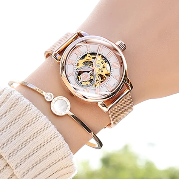 New Fashion Luxury Brand Skeleton Automatic Women’s Self-Wind Watch 1