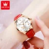 OLEVS Brand 2025 New Fashion Women Automatic Mechanical Watch Luxury Leather Strap Elegant Ladies Watch Waterproof Clock Reloj 6