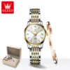 OLEVS Original Luxury Brand Automatic Women’s Steel Bracelet Watch Gift Set 2