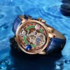 PINDU New Celestial Roulette Quartz Curved Mirror Globe Leather Watch 6