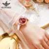 OUPINKE NO:3211 Women Watch Ceramic Strip Waterproof Bracelet Watch Box Set Automatic Mechanical Watch Hollow Deer Diamond Dial 3