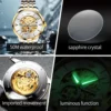 OUPINKE 3308 Skeleton Fashiona Original Mens Watch 50m Waterproof Imported Movement Automatic Mechanical Watch Brand Wrist Watch 5