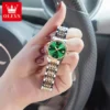 OLEVS Fashion Green Mechanical Watch for Women Stainless Steel Waterproof Luminous Calendar Luxury Automatic Watches Womens 4