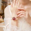 OUPINKE Mechanical Watch For Women Luxury Top Brand Stainless Steel Ceramic Strap Rose Gold Diamond Ladies Watches reloj mujer 5