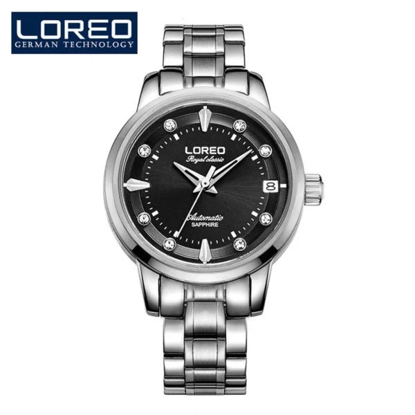 LOREO Brand Fashion Women Mechanical Watch High Quality Stainless Steel Waterproof Calendar Automatic Watches Relogio Feminino 1