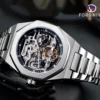 Forsining Casual Automatic Watch 3D Diamond Skeleton Hollow Mens Wristwatches Luminous Military Watches Tourbillon Montre Homme 2