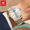 OLEVS Fashion Business Men Wristwatch Luminous Solid Stainless Steel Strap Waterproof Quartz Watch Original Genuine Brand Watch 3
