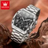 OLEVS 5639 Men's Watches Tonneau Chronograph Stainless Steel Waterproof Quartz Watch Luminous Date Original Brand Watch for Man 4