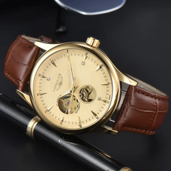LONGLUX automatic watch elegant style wholesale mechanical wristwatches skeleton rome waterproof  mens watch men gift 2
