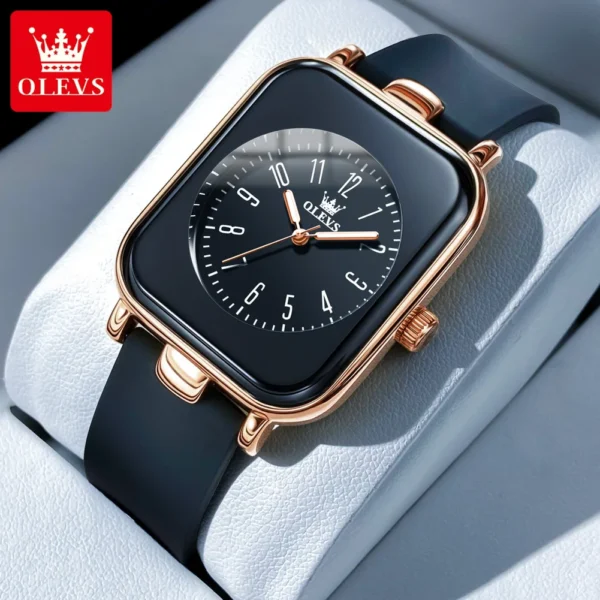 OLEVS Women's Watches Fashion Simple Small Wristwatch Top Brand Original Watch for Ladies Waterproof Luminous Silicone Strap 1