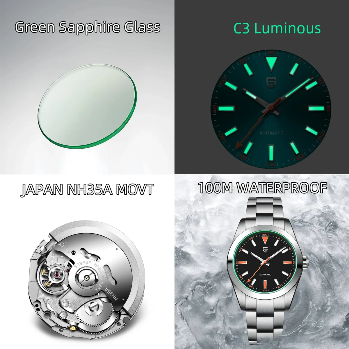 PAGANI DESIGN 2024 New Z-Blue Men's Mechanical Watches Luxury Sapphire Glass Automatic Watch For Men NH35A Stainless steel Clock 5