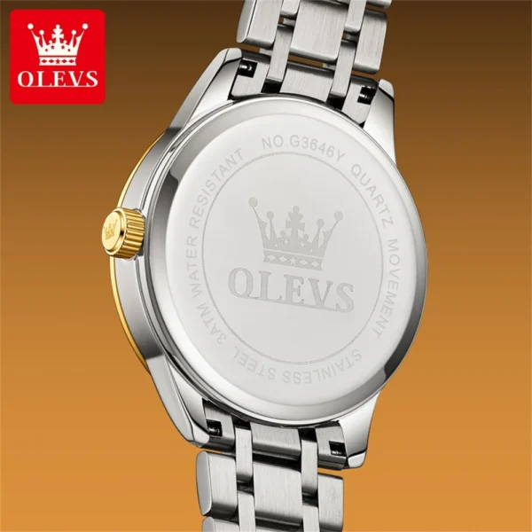 OLEVS Fashion Business Men Wristwatch Luminous Solid Stainless Steel Strap Waterproof Quartz Watch Original Genuine Brand Watch 2