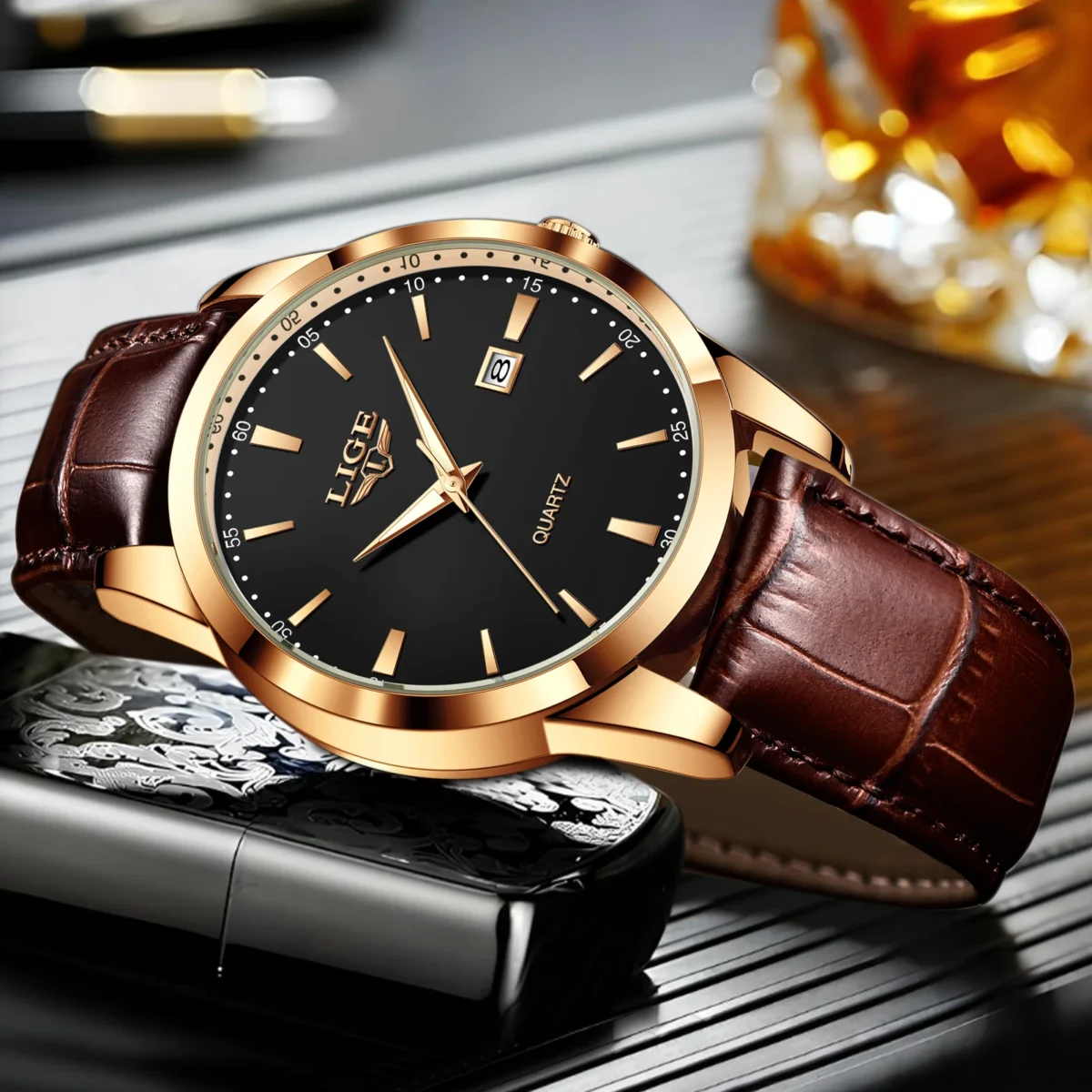LIGE Military Watch For Men Fashion Business Watch Men Casual Leather Sport Waterproof Men's Quartz Wristwatches Reloj Hombre 6