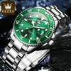 OLEVS Men's Watches Green Dial Waterproof Stainless Steel Strap Calendar Quartz Watch Luminous Luxury Male Wristwatch Original 4