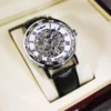 WINNER Fashion Elegant Ladies Watches Top Brand Luxury Iced Out Skeleton Mechanical Watch Luminous Hands Leather Strap Unisex 2