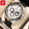 OLEVS Top Brand Men's Watches Waterproof Luminous Calendar Moon Phase Quartz Watch Silicone Adhesive Tape Original Wristwatch 1