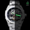 Forsining Casual Automatic Watch 3D Diamond Skeleton Hollow Mens Wristwatches Luminous Military Watches Tourbillon Montre Homme 4