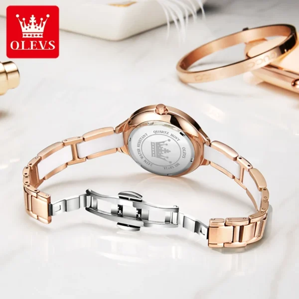 OLEVS Luxury Brand Women's Watches Elegant Fashion Ceramic strip Waterproof Japan Imports Quartz Watch Dress Lady Watch Simple 2