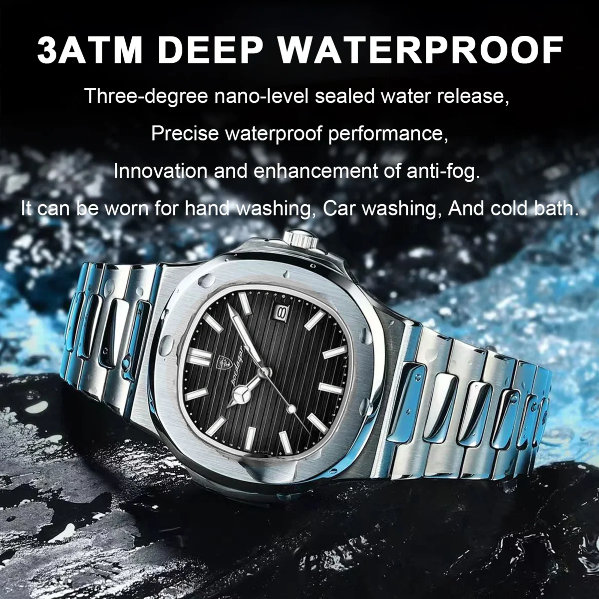 POEDAGAR Top Luxury Brand Man Watch Sports Waterproof Luminous Date Men Wristwatch Square Dial Quartz Men's Watches High Quality 3