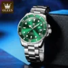 OLEVS Luxury Brand Men's Watch Green Dial Fully Automatic Mechanical Watch Waterproof Stainless Steel Strap Original Wristwatch 1