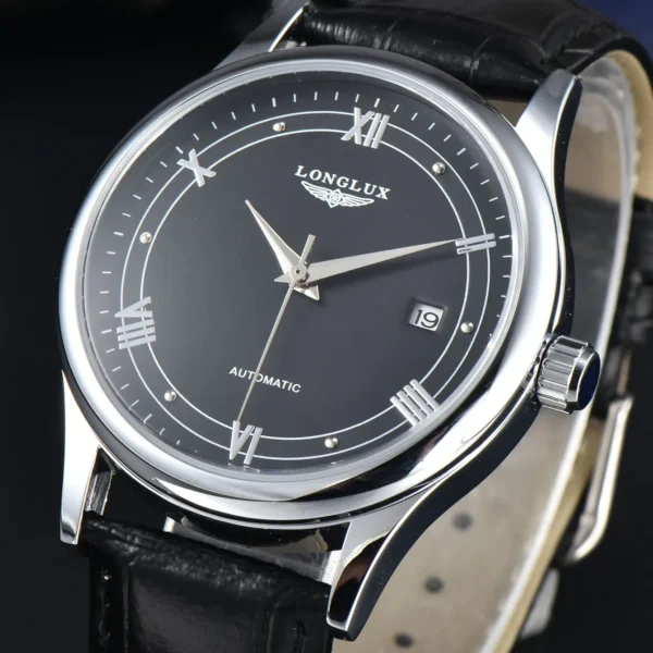 LONGLUX automatic man watch wholesale mechanical watches simple versatile date waterproof fashion leather man watch men gift 1