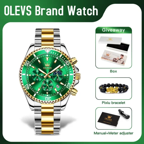 OLEVS 2870 Mens Watch Original Fashion Waterproof Luminous Quartz Wristwatch Strap Sport Date Clock Male Freebie Reloj Mens Gift 2