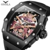 ONOLA Automatic Movement Mechanical Watches for Men Fashion Black-warrior Hollow High Quality Waterproof Mens Watch Reloj Hombre 5