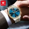 OLEVS Original Luxury Brand Men's Watches Stainless Steel Strap Week Calendar Luminous Quartz Watch for Men Diamond Dial Fashion 3