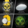 OLEVS Top Brand Original Fashion Men's Watches Multifunctional Silicone Adhesive Tape Quartz Watch Luminous Calendar Wristwatch 4