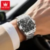 OLEVS 5639 Men's Watches Tonneau Chronograph Stainless Steel Waterproof Quartz Watch Luminous Date Original Brand Watch for Man 3