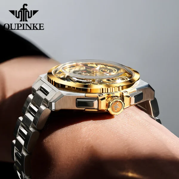 OUPINKE Original Brand & Italian Designer Men's Watches Waterproof Automatic Mechanical Watch Transparent Hollow out Wristwatch 2