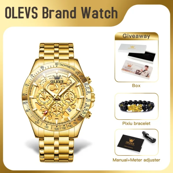 OLEVS 9913 New Mens Watch Original Quartz Watch Waterproof Luminous Watches For Men Multifunctional Chronograph Mens Gifts Reloj 2
