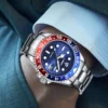 Luxury Men Fashion Watch Silver Stainless Steel Band Waterproof Casual Calendar Quartz Watch Green Business Wristwatch 3