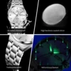 OLEVS Brand Simple Mens Watches Dual Calendar Waterproof Luminous Automatic Mechanical Watch Stainless steel Original Wristwatch 5