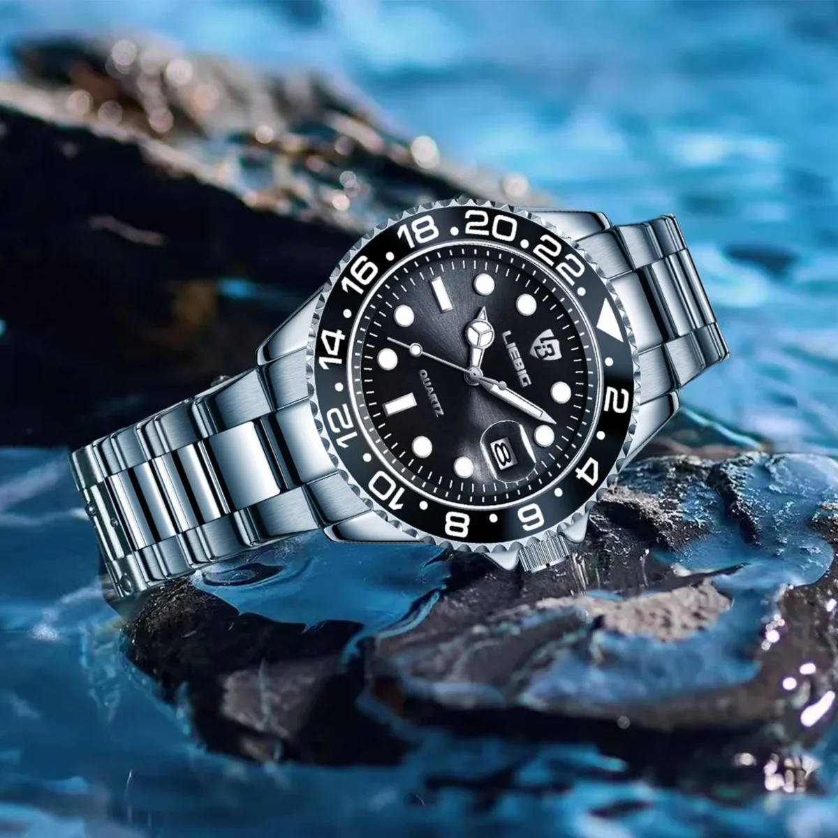 LIEBIG Luxury Movement Quartz Watches Fashion Business Time Watch Waterproof Stainless Steel Strap Wristwatches For Men Women 2