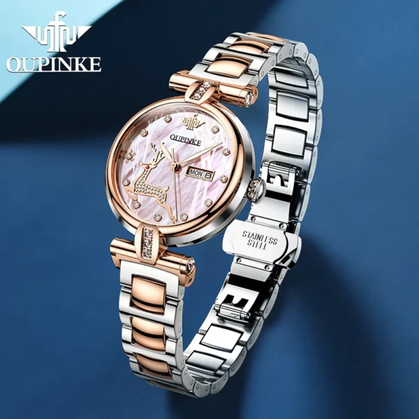OUPINKE 3180 Ladies Watch Classic Mechanical Watch Watch 50M Waterproof Luminous For Ladies Date Watch Dual Calendar Design 1