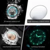OLEVS 6713 Brand Fashion Skeleton Men's Watches Waterproof Automatic Mechanical Watch Moon Phase Luminous Original Wristwatch 5