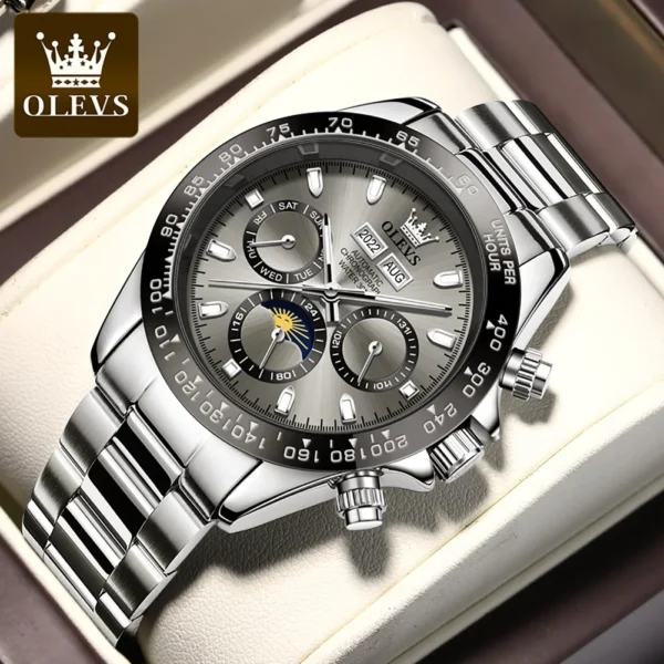 OLEVS 6654 Luxury Mens Watch Chronograph Automatic Mechanical Wristwatch Waterproof Luminous Top Brand Watch for Man Date Sport 1