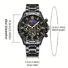 Men Watch US Fast Delivery Multifunctional Luxurious Rhinestone Moonlight Stainless Steel Business Leisure Quartz 1 Set Watches 3
