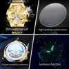 OLEVS Luxury Fashion Skeleton Men Watches Gold Stainless steel Moon Phase Automatic Mechanical Watch Luminous Waterproof Watch 5
