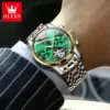 OLEVS Automatic Mechanical Men Watches Stainless Steel Waterproof Date Week Green Fashion Classic Wrist Watches Reloj Hombre 3