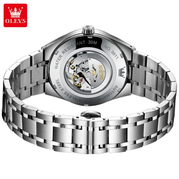 OLEVS Brand Simple Mens Watches Dual Calendar Waterproof Luminous Automatic Mechanical Watch Stainless steel Original Wristwatch 2