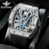 OUPINKE Mens Watches Luxury Brand Automatic Mechanical Wristwatch Fashion Skeleton Silicone Strap Sports Waterproof  Watch Men 2