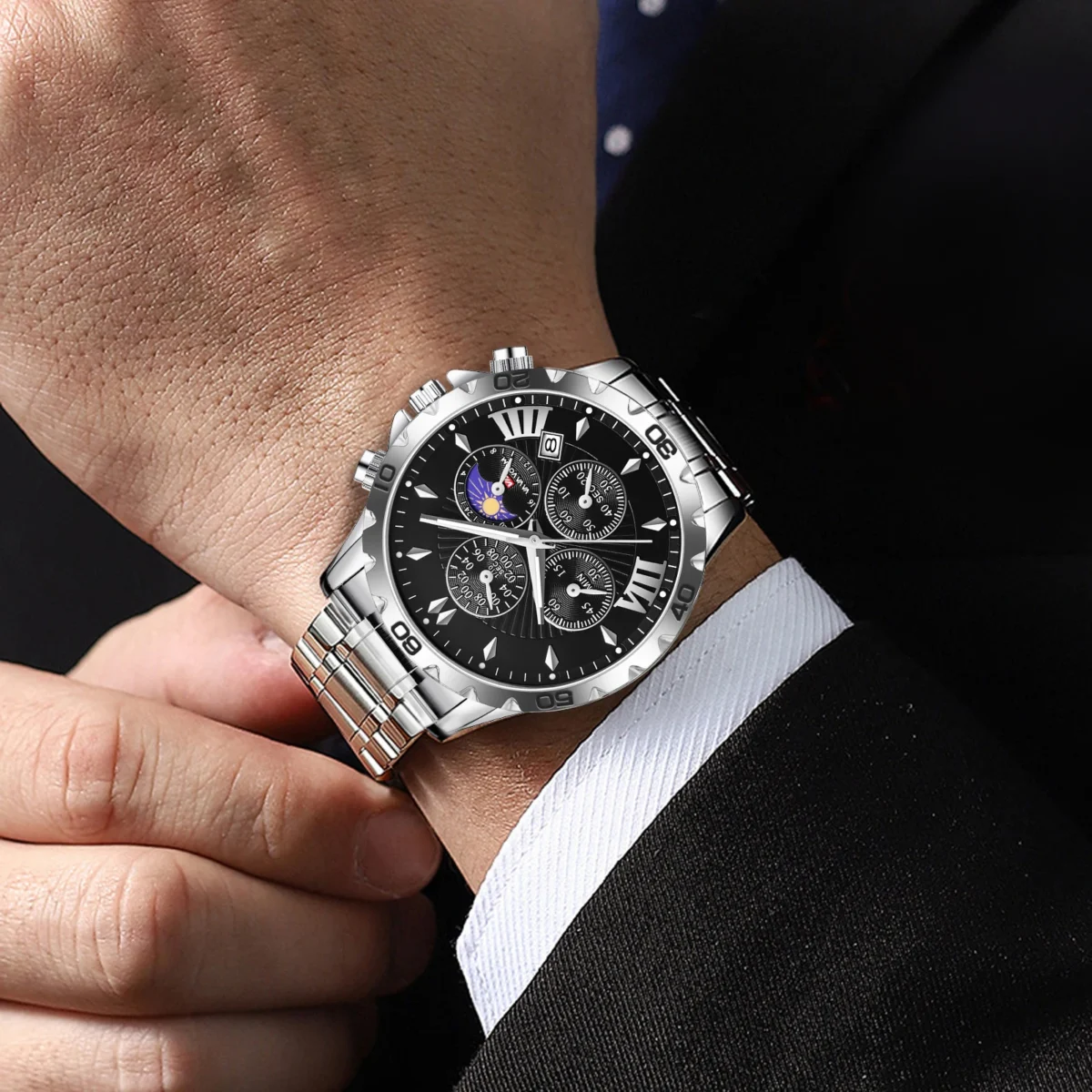 VA VA VOOM Top Brand Luxury Watch for Man Quartz Sports Men Watch Waterproof Luminous Stainless Steel Chronograph Men Wristwatch 6