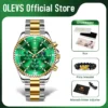 OLEVS Men's Watches Top Brand Luxury Watch for Men Original Waterproof Stainless Steel Chronograph Moon Phase Date Rota Dial 3