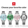 OLEVS Original Brand Women's Watches Classic Three Eyed Dial Date Luminous Chronograph Stainless Steel Waterproof Quartz Watch 6