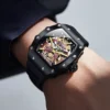 ONOLA Automatic Movement Mechanical Watches for Men Fashion Black-warrior Hollow High Quality Waterproof Mens Watch Reloj Hombre 4