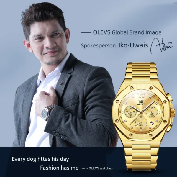 OLEVS 3626 Watches For Men Original Wristwatch Stainless steel Multifunctional Chronograph Waterproof Luminous Quartz Reloj 2