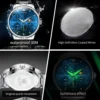 OLEVS Moon Phase Men's Watch Simple Casual Original Fashion Quartz Watch for Men Waterproof Luminous Stainleess Steel Wristwatch 4